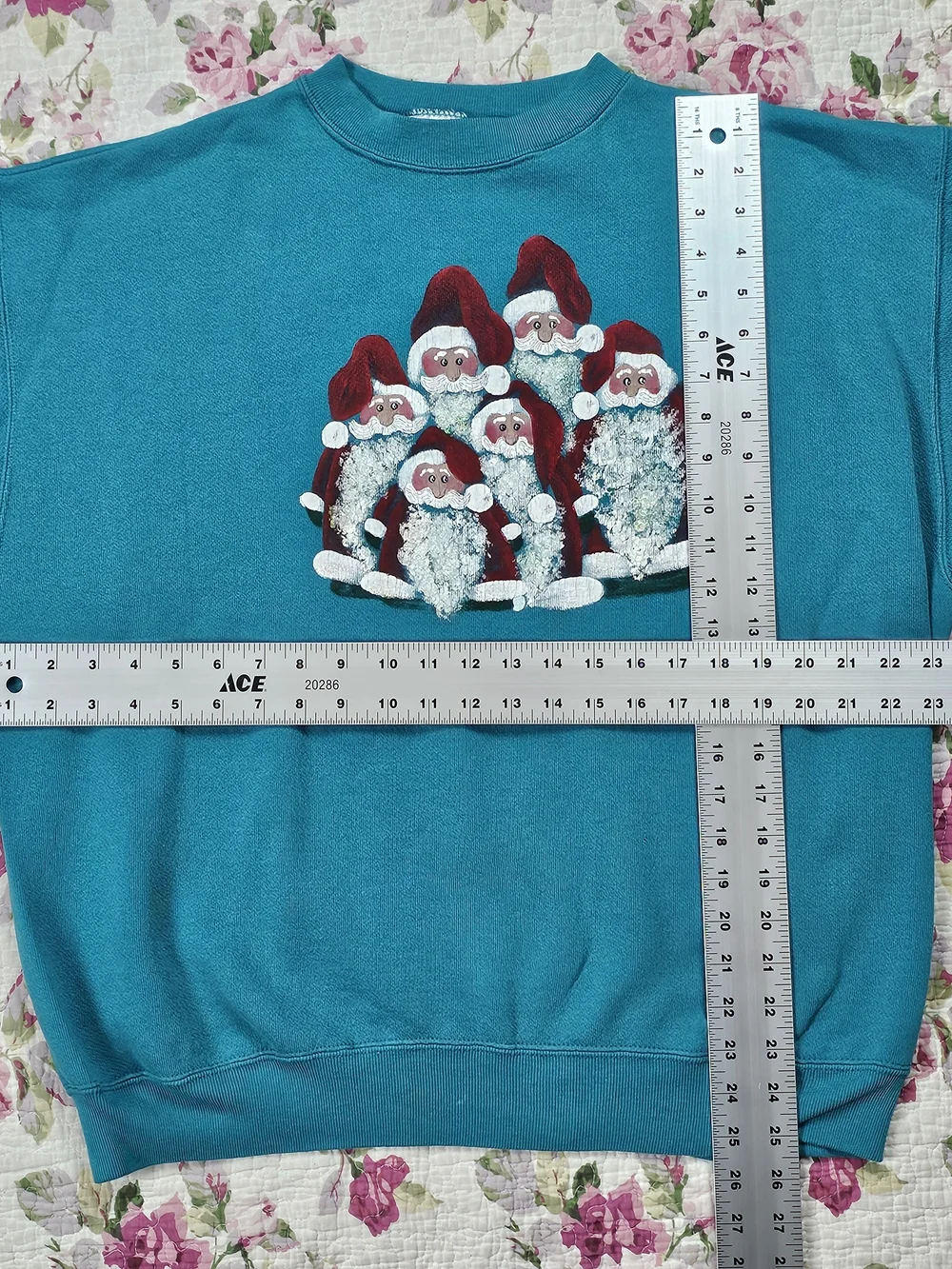 Vintage Tultex Christmas Santa Claus Graphic Crewneck Pullover Sweatshirt XL